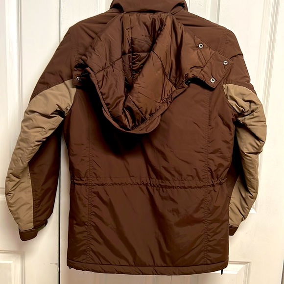 L.L. Bean Outdoors Brown Tan Heavy Duty Zip Front Hood Coat Size S - Picture 6 of 7